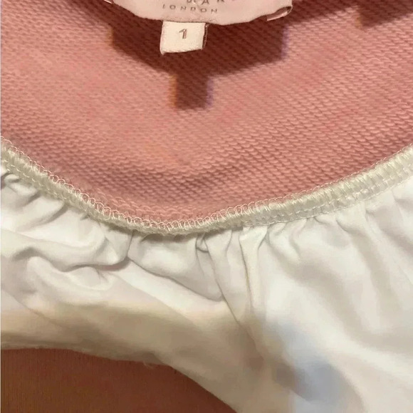 Ted Baker flutter those lashes trendy style pink long sleeve white collar top 1 - Picture 3 of 5